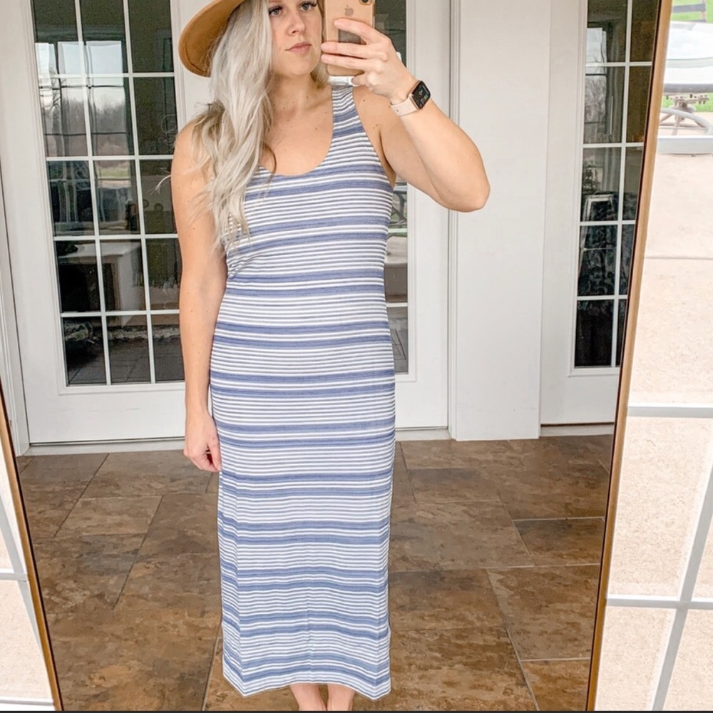 Lysse Mulholland Blue Striped  Dress